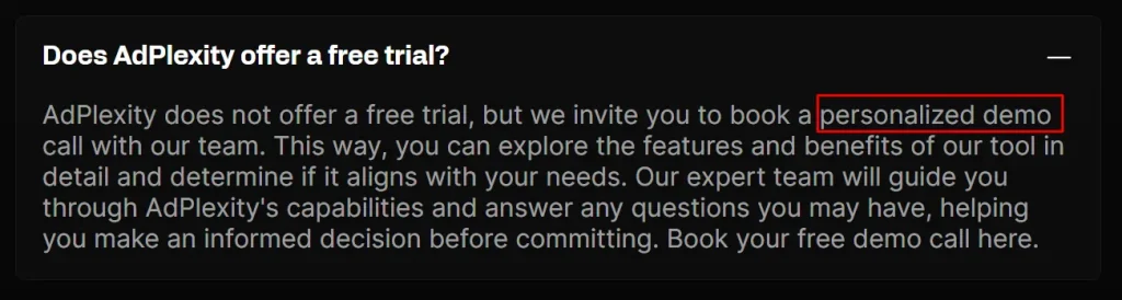 AdPlexity Free Trial Policy