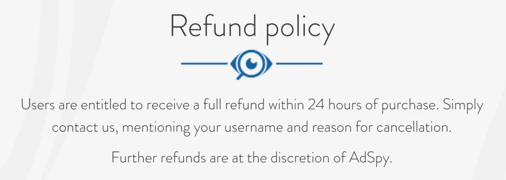 AdSpy Refund Policy