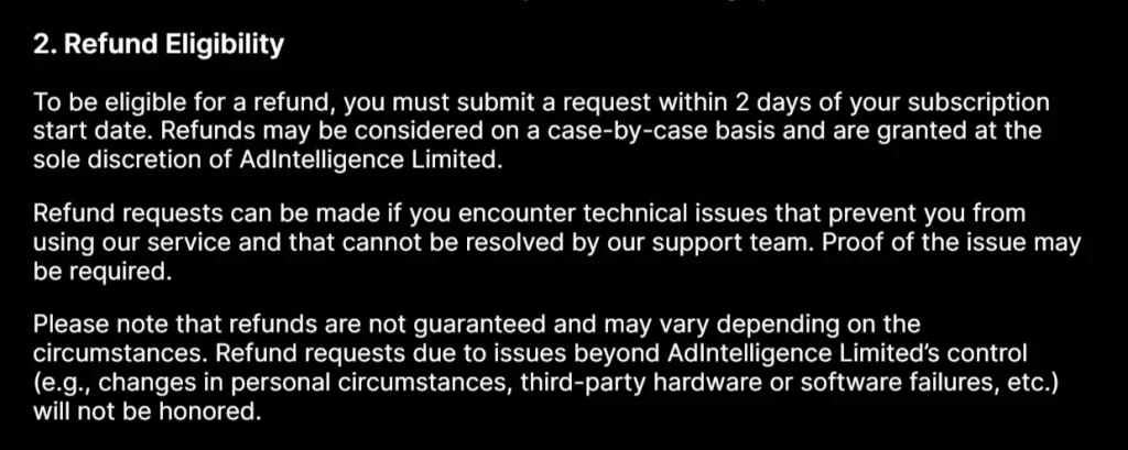 Adplexity Refund Eligibility